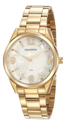 Relogio Feminino Mondaine Fundo Madre Perola Dourado