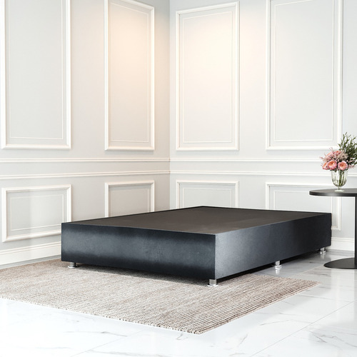 Box Cama Queen Size Tapiz Color Terciopelo Gris Oxford