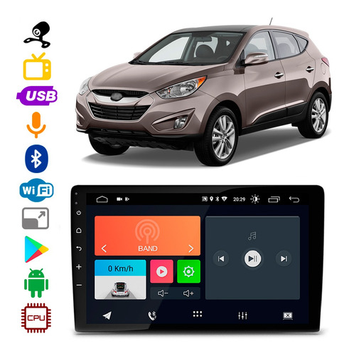 Mp5 Hyundai Tucson 2015 A 2017 9 Pol Bt Android App + Câmera