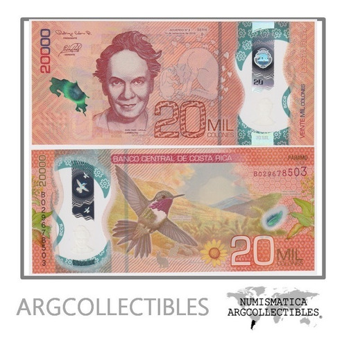 Costa Rica Billete 20.000 Colones 2018 P-new Unc (polimero)