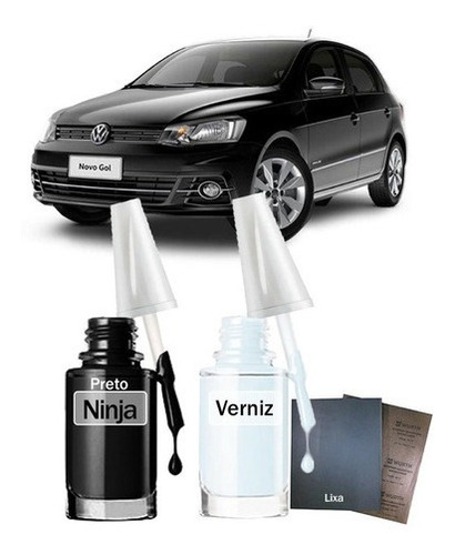 Tinta Tira Risco Carro Vw Gol Comfortline 2019 Preto Ninja