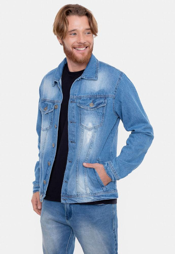 Jaqueta Fatal Jeans Conforto Estilo Surf Masculina Azull