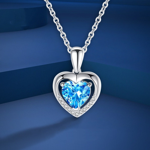 Collar Plata 925 Corazon Circones Brillantes Mujer Regalo