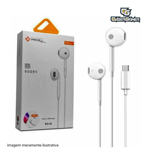 Imagem 2 de 6 de Fone De Ouvido Microfone Com Fio Branco Celular Pmcell Fo-15
