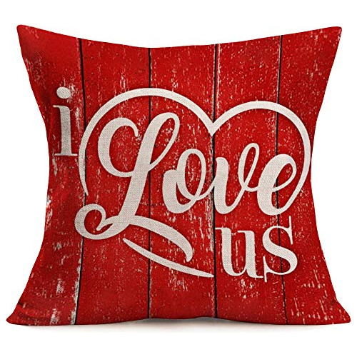 Funda De Almohada Vintage Frase  I Love Us , 18''x18''