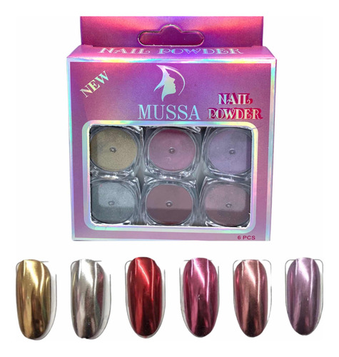 Efecto Espejo Gold Rose Chrome X 6 Piezas.dama.manicure