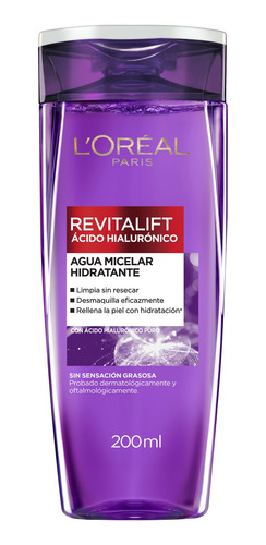 Imagen 2 de 9 de Agua Micelar L'oréal Paris Ácido Hialurónico X 200ml