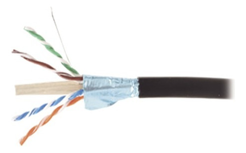 Bobina De Cable Negro Para Exterior Cat6a F/utp Blindado