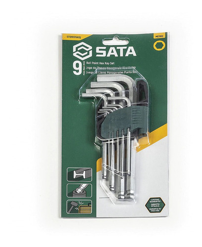 Jogo De Chave Hexagonal Abaulada Longa 9 Peças Mm Sata