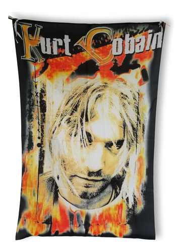 Poster Bandera Kurt Cobain - Nirvana En Tela 144  X 95 Cms