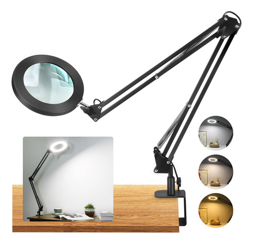 Lupa Iluminada 10x Con Soporte Y Luz Led 5 Pulgadas