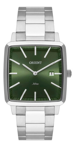 Relógio Orient Masculino Quadrado Gbss1056 E1sx Verde Aço