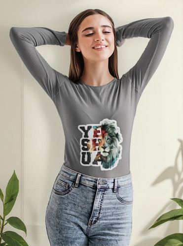 Polera Larga Dama Cristiana Yeshua Leon Estampado