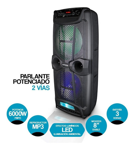 Imagen 2 de 2 de Parlante Bluetooth Crown Mustang Woofer Torre Usb Sd