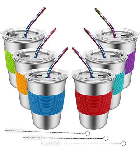 Spill Proof Cups For Kids, 6 Pack 12oz Stainless Steel ...