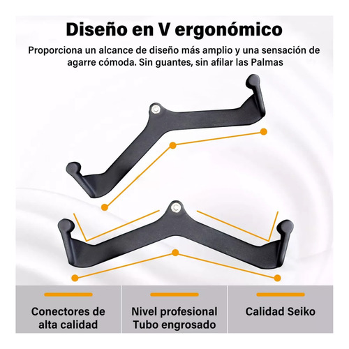 Set 7 Agarres Gimnasio Poleas Barras Bíceps Tríceps