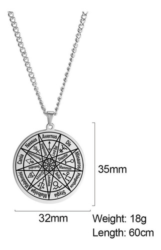 F Colar Pentagrama Wicca Símbolo Kabbalah Amuleto Inoxidável