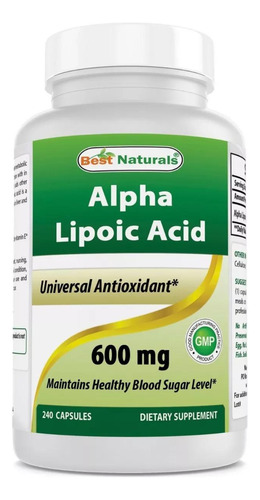 Ácido Alfa Lipoico Alpha Lipoic Acid 600 Mg 240 Capsulas Usa