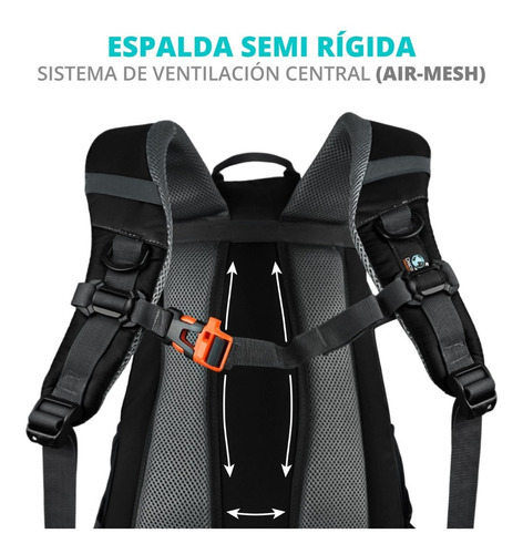 Mochila Mochilero Discovery 40 Litros Mujer Hombre Trekking Color Negro Con Rojo 21615
