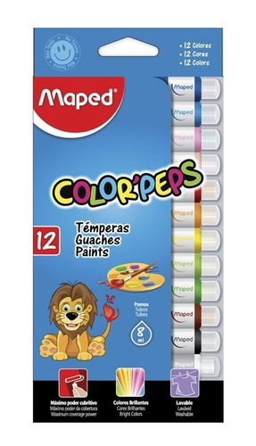 Tempera Maped Colorpeps X12 Colores 8ml