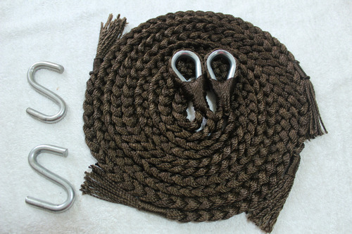 Soga Cuerda Para Hamaca Incluye Par De S Metalica Negra Color Café Color