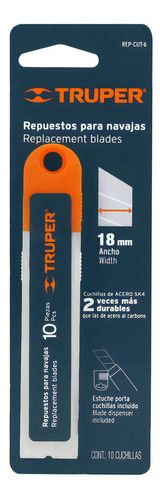 Hoja Repuesto Cutter Trincheta 18mm 10 Unidades Truper 16965