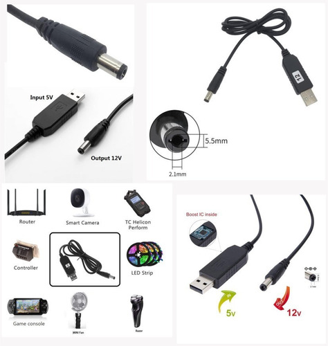 Imagen 2 de 9 de Cable Convertidor Usb 5v A 9v 12v Router Modem Wifi