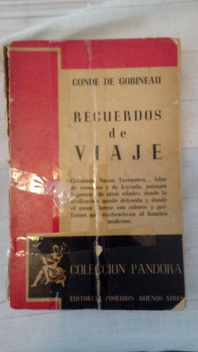 Libro Antiguo: Recuerdos De Viaje, Conde De Gobineau