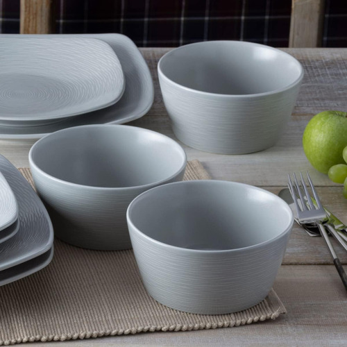 Noritake Gog Remolino De 12 Piezas Cuadrado En Gris