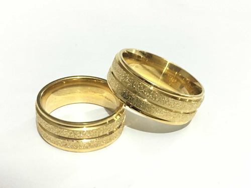 Anillos Acero Enchape Oro 18k Boda Compromiso Regalos