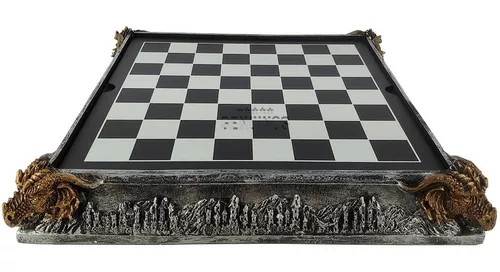 Jogo de Xadrez Luxo com Tabuleiro em Vidro 34 x 34 cm 32 Peças Preto e  Branco Dragões – Bilharmais®