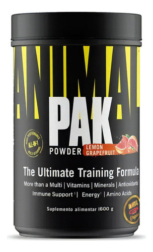 Polvo Animal Pak, 600 g, nueva fórmula Universal Nutrition, sabor a limón y pomelo