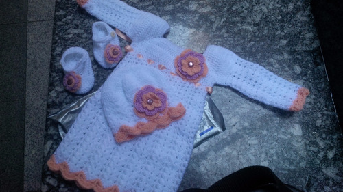 Vestido Conjunto Capullo Tejido Crochet Ropa Bebe Niña Niño