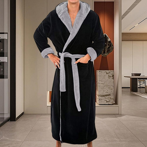 Albornoz Con Capucha Para Hombre, Bata De Franela, Bata De B