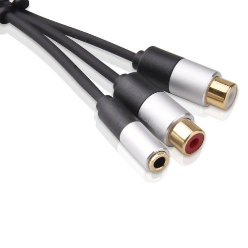 Imagen 2 de 5 de Auxiliar De 3,5 Mm A Doble Rca Hembra Cable Audio Stereo 2 R