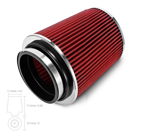 Filtro Aire Alto Flujo Recto Rojo Cromo
