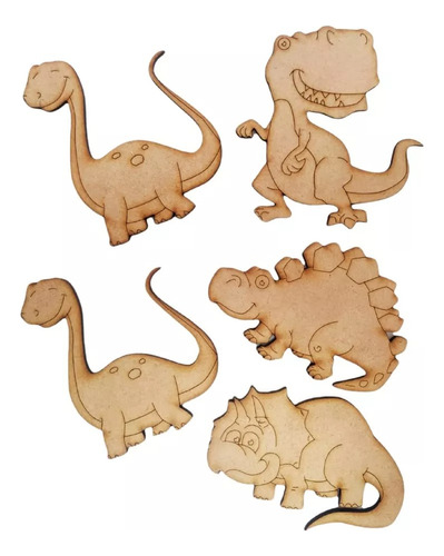 40 Dinosaurios 5cm Fibrofacil 3mm Mdf Souvenirs Pintar