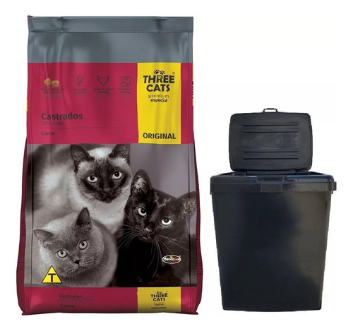 Alimento Gato Three Cats Original Castrados 15kg Con Regalo