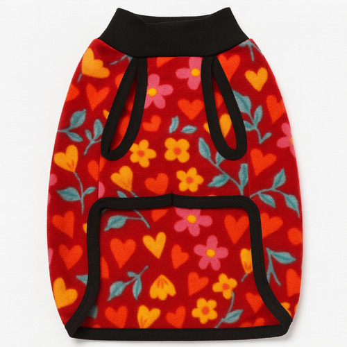 Poncho Polar Chaleco Estampado Perros Ropa Invierno Abrigo Talle 4 --- Flores