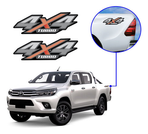 Kit Adesivo Lateral 4x4 Hilux Turbo 2016 2017 2018 2019 2020