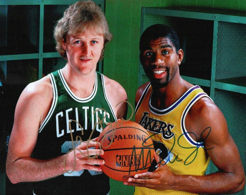 Autógrafos Larry Bird Y Magic Johnson Foto 10 X 8