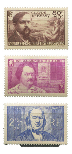 Francia Sellos Yvert 462 - 463 - 464 Mnh Intellectuels 1940