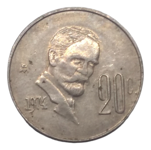 Moneda 20 Centavos Madero Año 1974