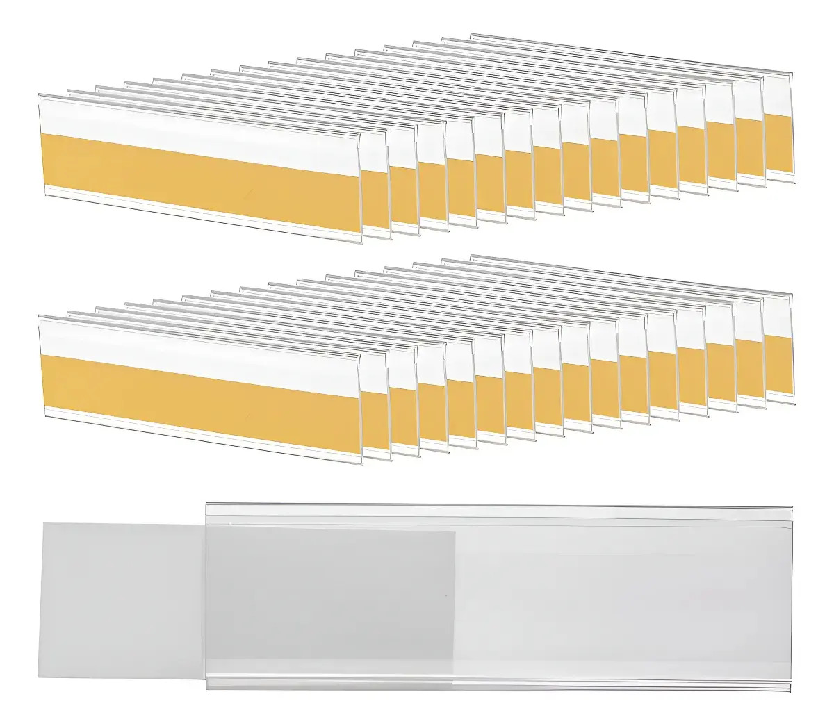Porta Etiquetas Autoadhesivas Para Estantes, Paquete De 100 Piezas, Tamaño 4 X 10 Cm, Tiras Transparentes Con Tarjetas De Papel Para Precios, Ideales Para Supermercados, Biblioteca