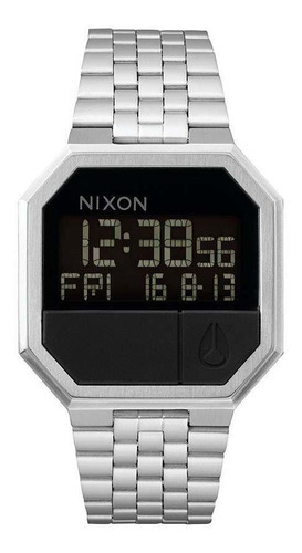 Reloj Para Hombre Nixon Re-run Black A158-000 Plateado Color de la correa Platado