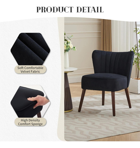 Sillón Sofá Individual Elegant Terciopelo Velvet Mueble Sala Negro Terciopelo