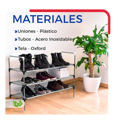 Zapatera Mueble Zapato Organizador Armable 3 Niveles 9 Pares Color Plateado