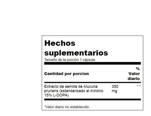 Mucuna Pruriens 350 Mg 200 Capsulas - L a $3