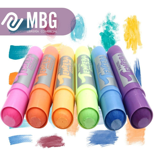 Imagen 4 de 6 de Temperas Solidas Sifap En Barra Por 6 Colores Pastel