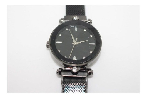 Relógio Feminino Masculino Pulseira Magnética Preto Aço Inox